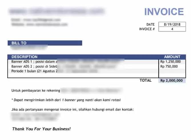 contoh hasil iklan mandiri di blog