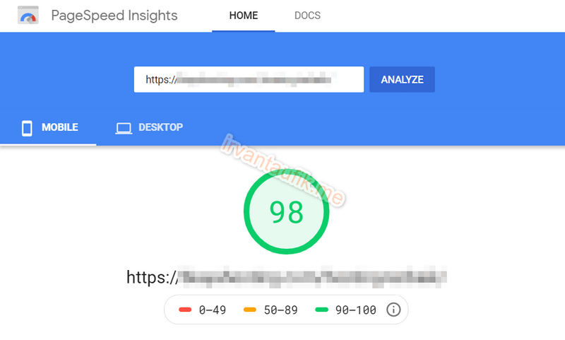 hasil test google page speed insight niagahoster