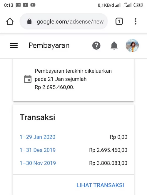 hasil adsense blog