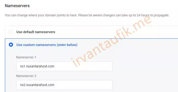 ganti nameserver domain dengan ns nusantarahost