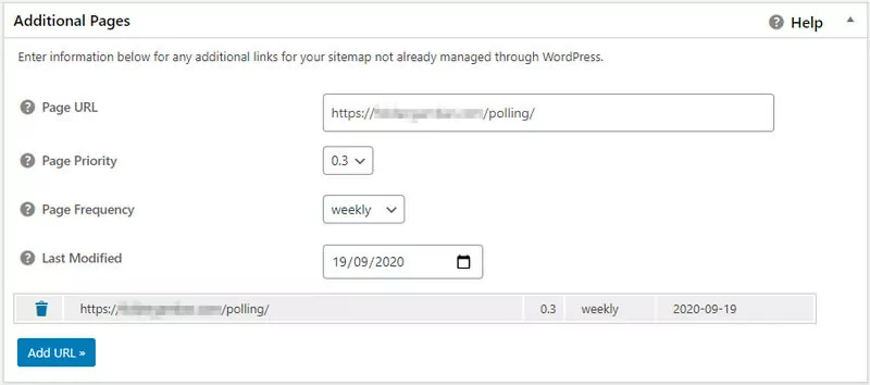 additional page sitemap