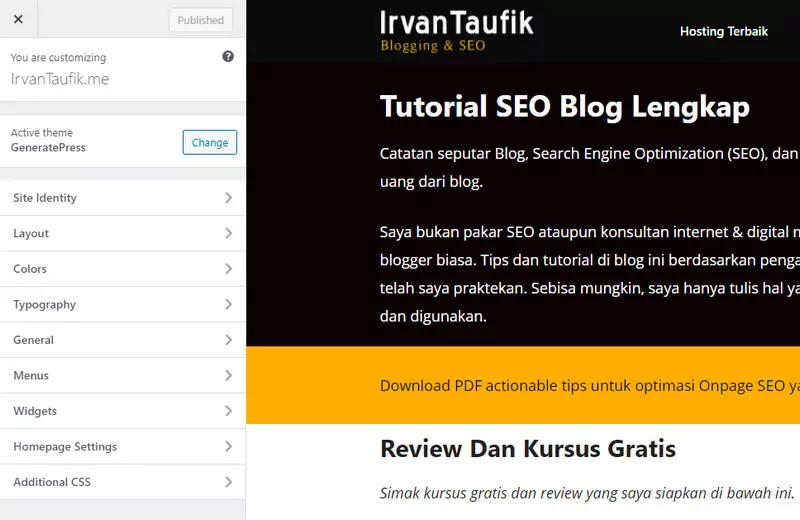 menu customize wordpress