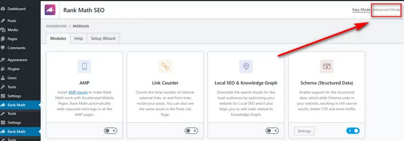 menu dashboard rankmath