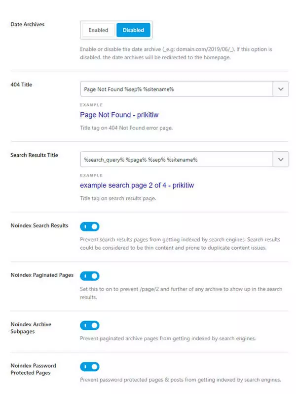 setting Misc Pages di Rank Math