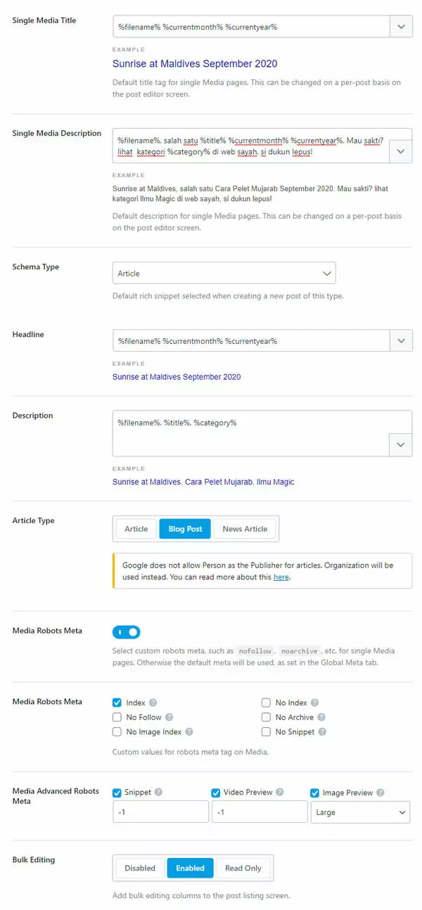setting title dan deskripsi attachment di Rank Math