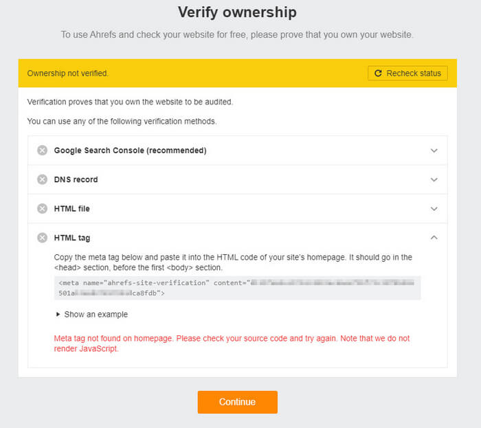 verifikasi ownership ahrefs webmaster