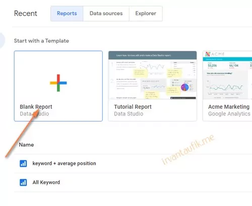 Buat Blank Report Google Data Studio