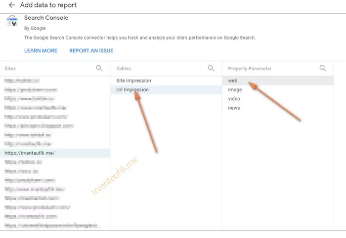 Pilih Website Di Search Console