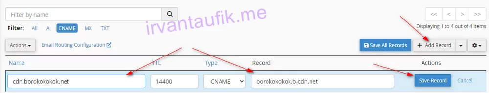 custom hostname bunnycdn di cpanel