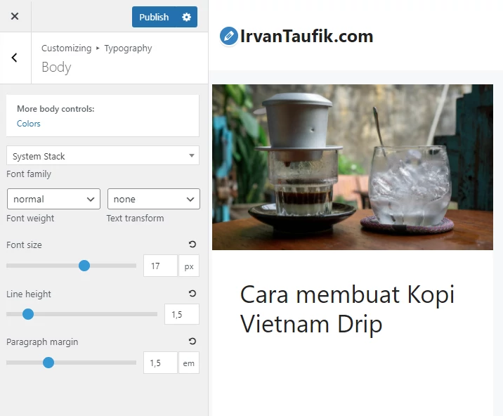 mengatur font di generatepress