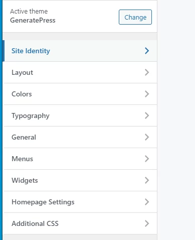 menu customize theme utama