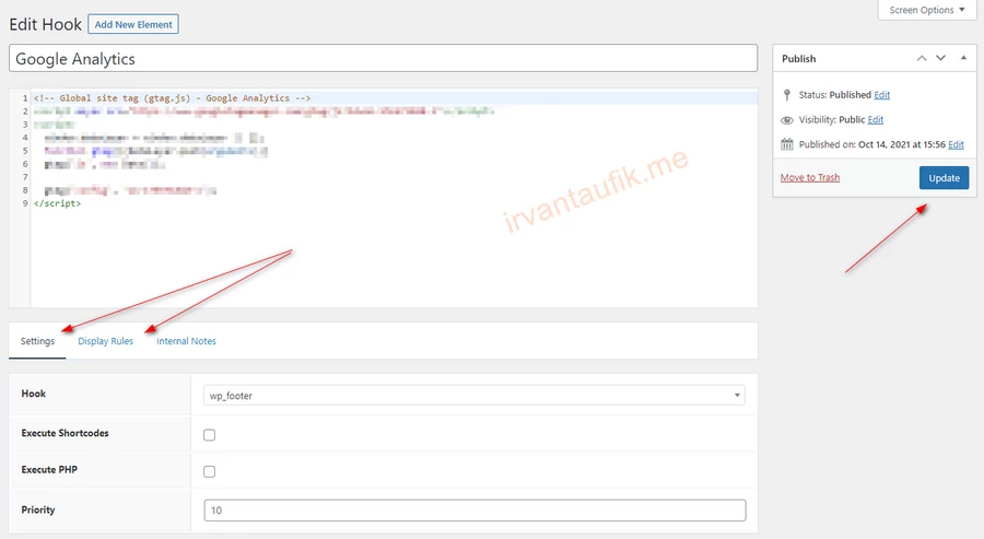 pasang google analytics dan search console di generatepress