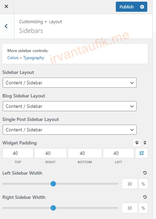 pengaturan menu sidebar di theme generatepress