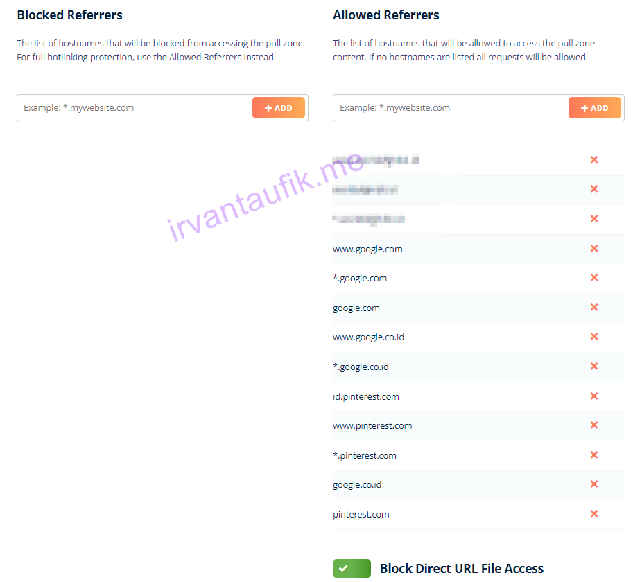 setting hotlink protection bunny cdn